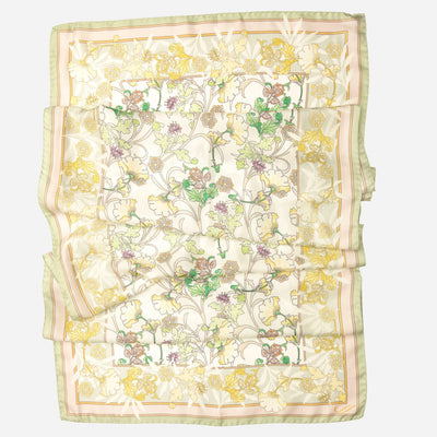 Women's Lime Floral Italian Silk Scarf
