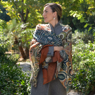 Terracotta Italian Designer Wool Scarf