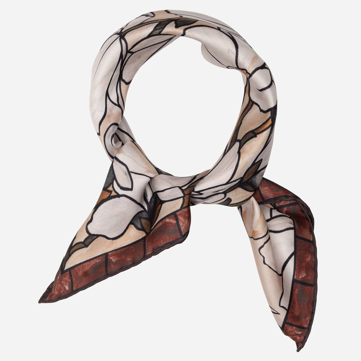 Women's Silk Bandana Floral Brown