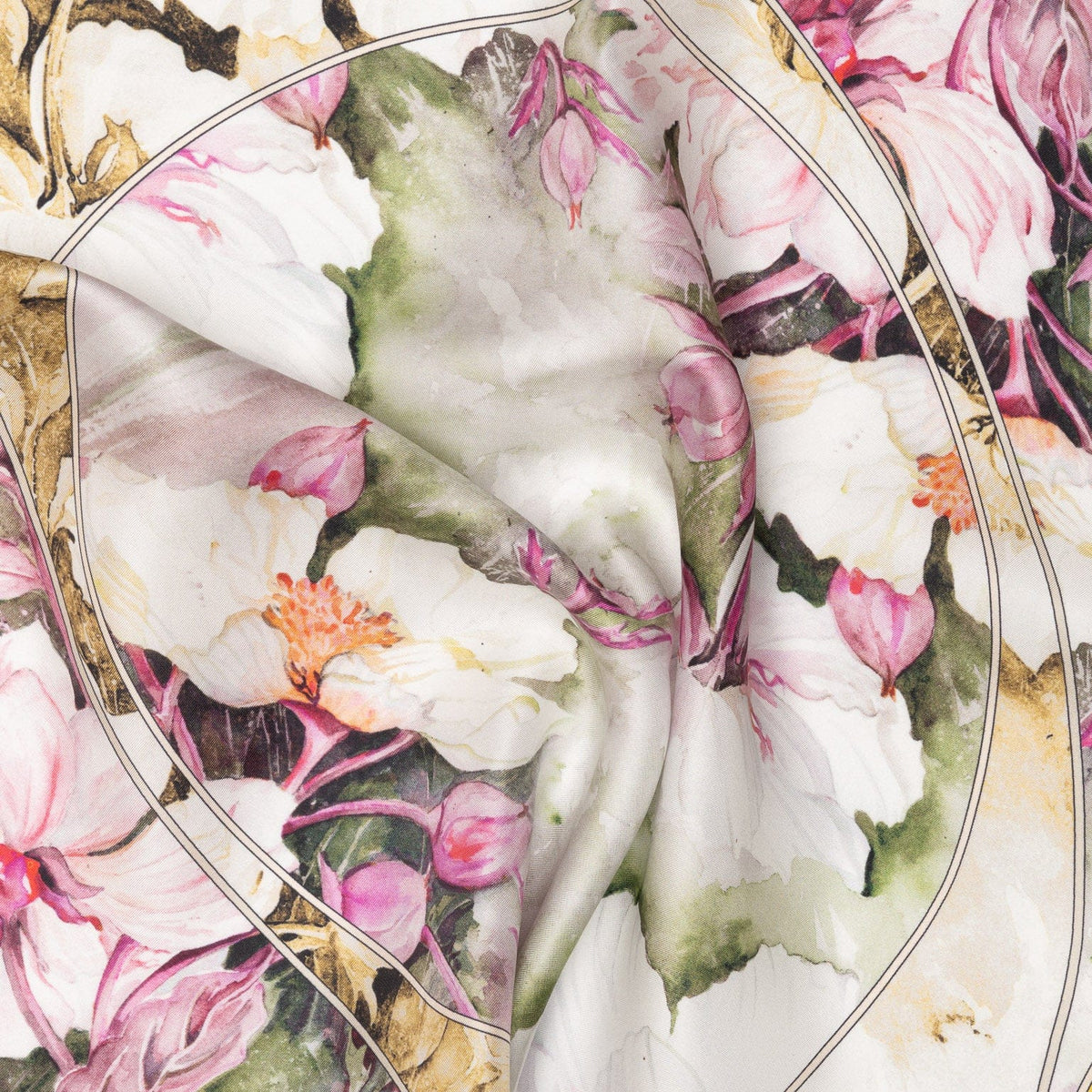 Women's Silk Bandana Floral Gold