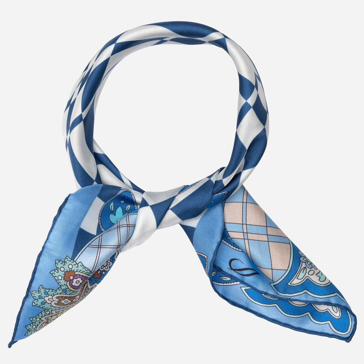 Women's Silk Bandana Abstract Blue