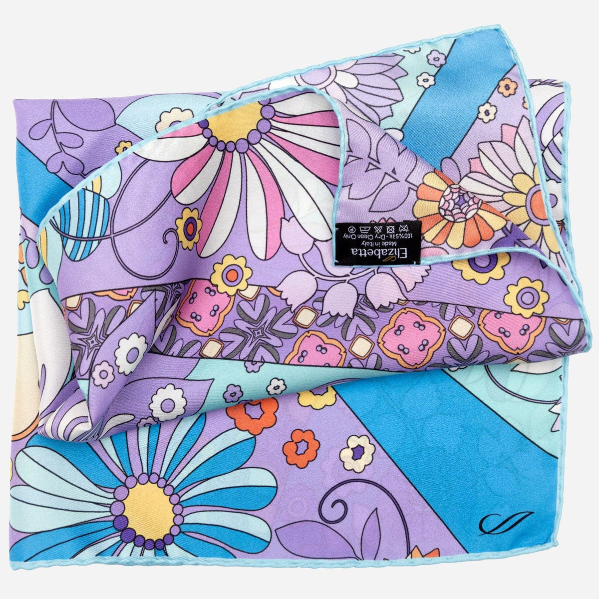 Women&#39;s Floral Italian Silk Bandana - Blue