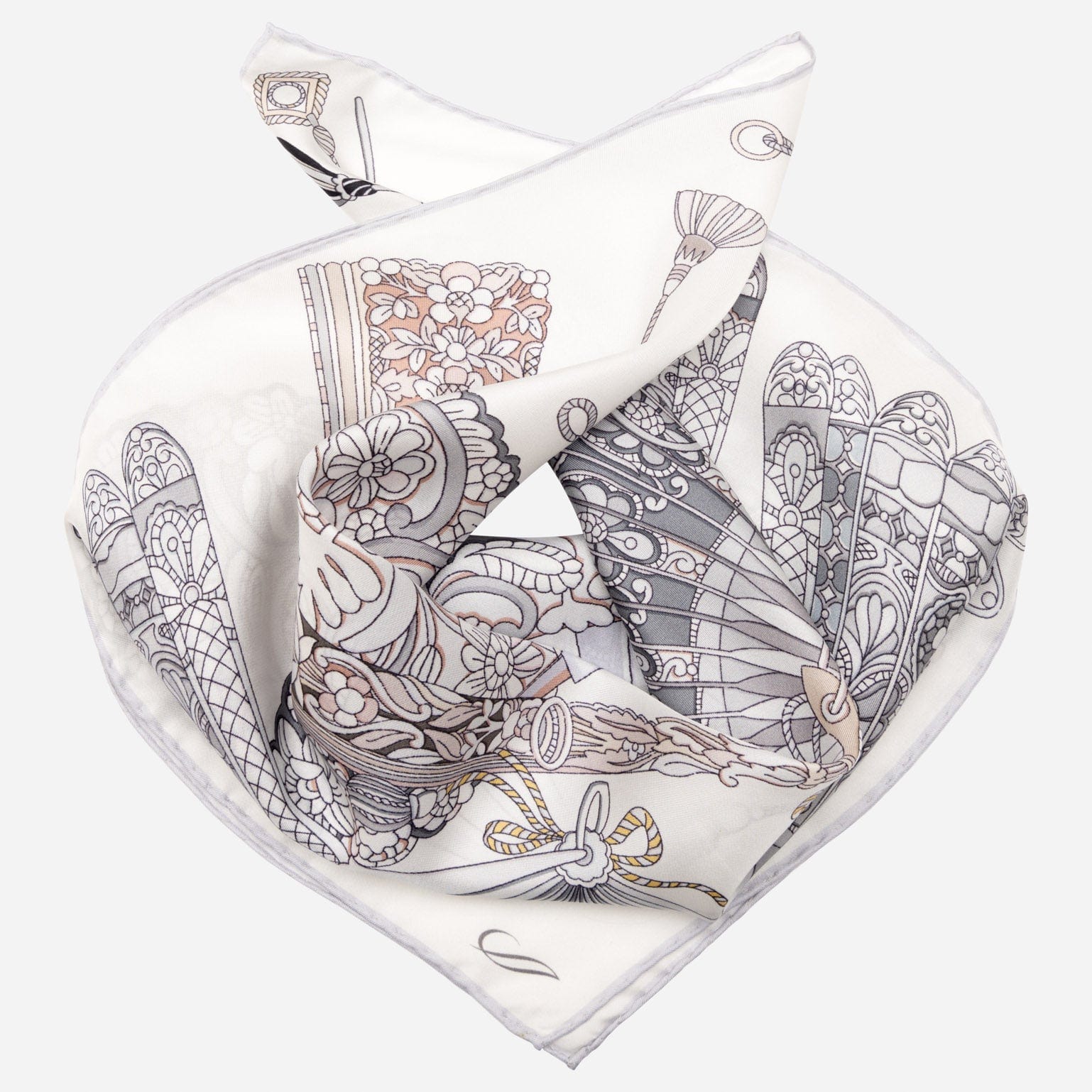 White and Silver Silk Bandana for Women