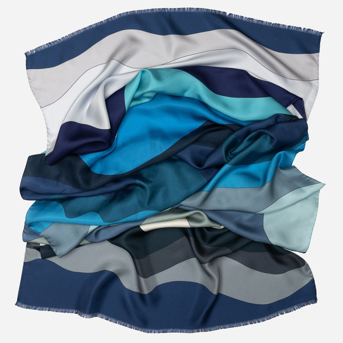 Italian Designer Blue Silk Scarf