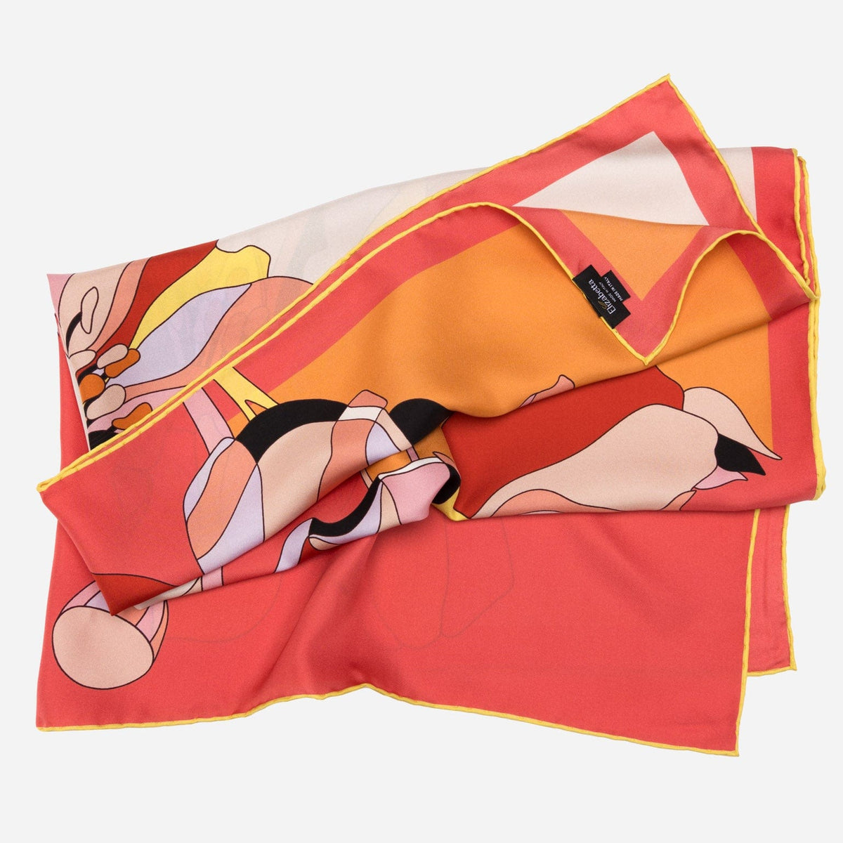 Peach Floral Print Italian Silk Square Scarf