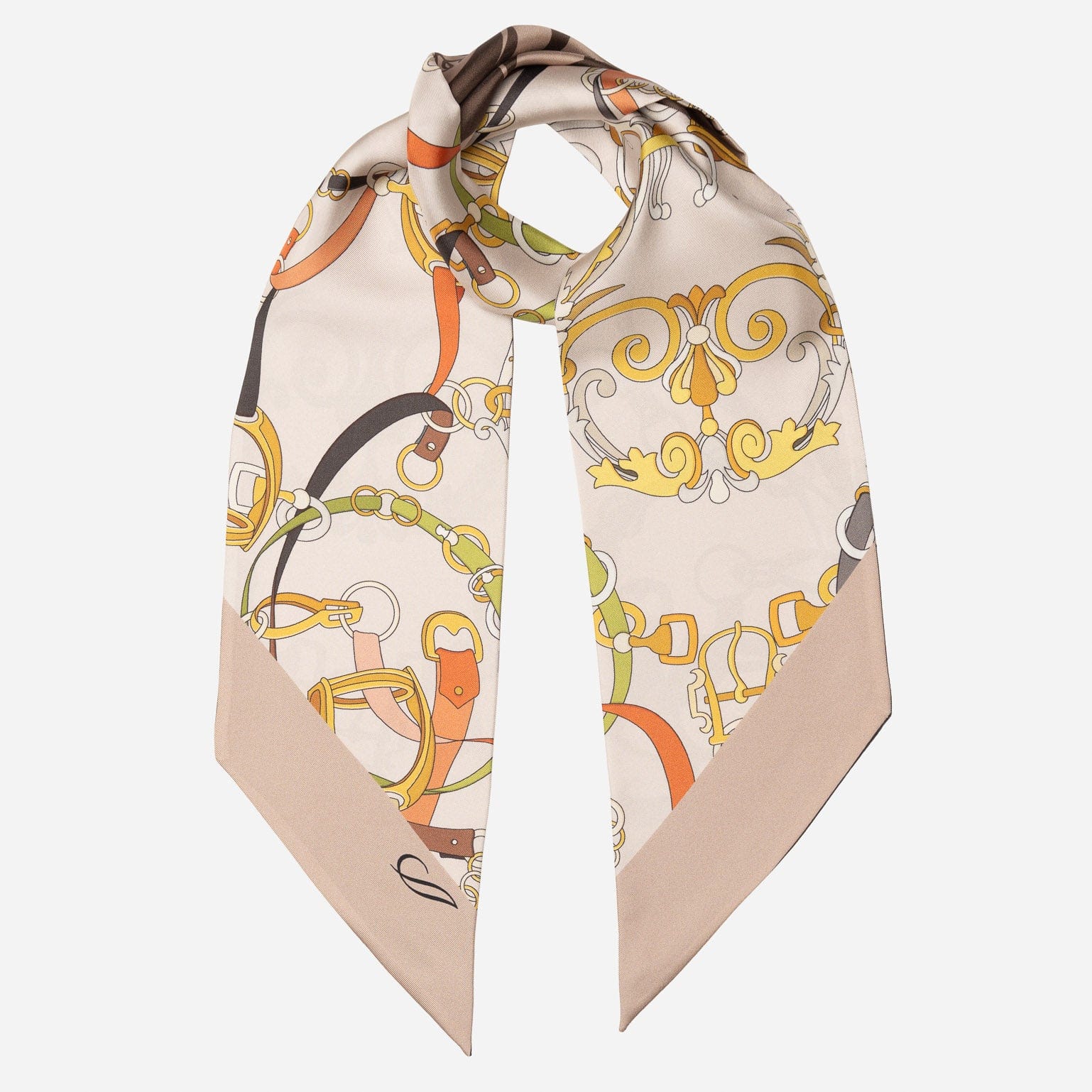 Brown Italian Skinny Silk Scarf