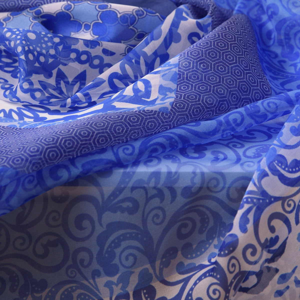 Extra Large Blue Silk Square Scarf
