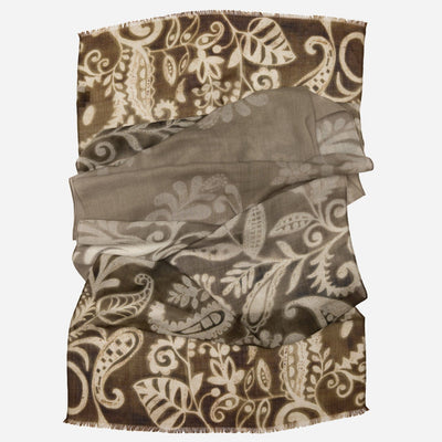 Brown and Tan Italian Wool Scarf