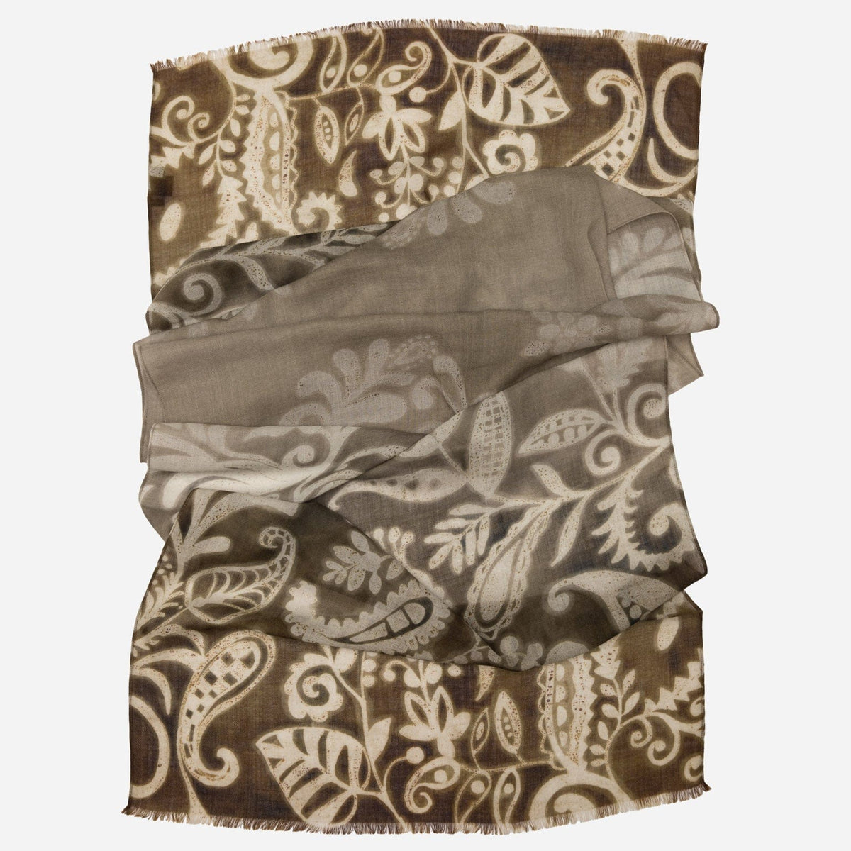 Brown and Tan Italian Wool Scarf