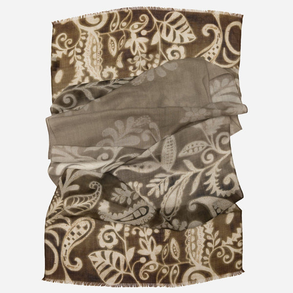 Brown and Tan Italian Wool Scarf