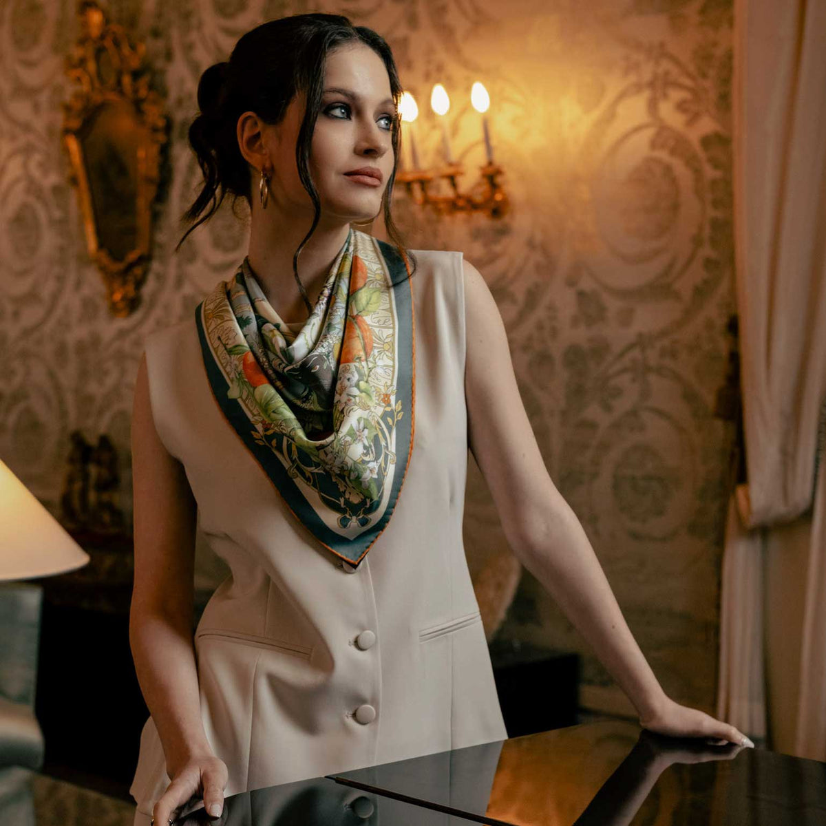 Luxury Italian silk collector&#39;s art scarf - Sicily