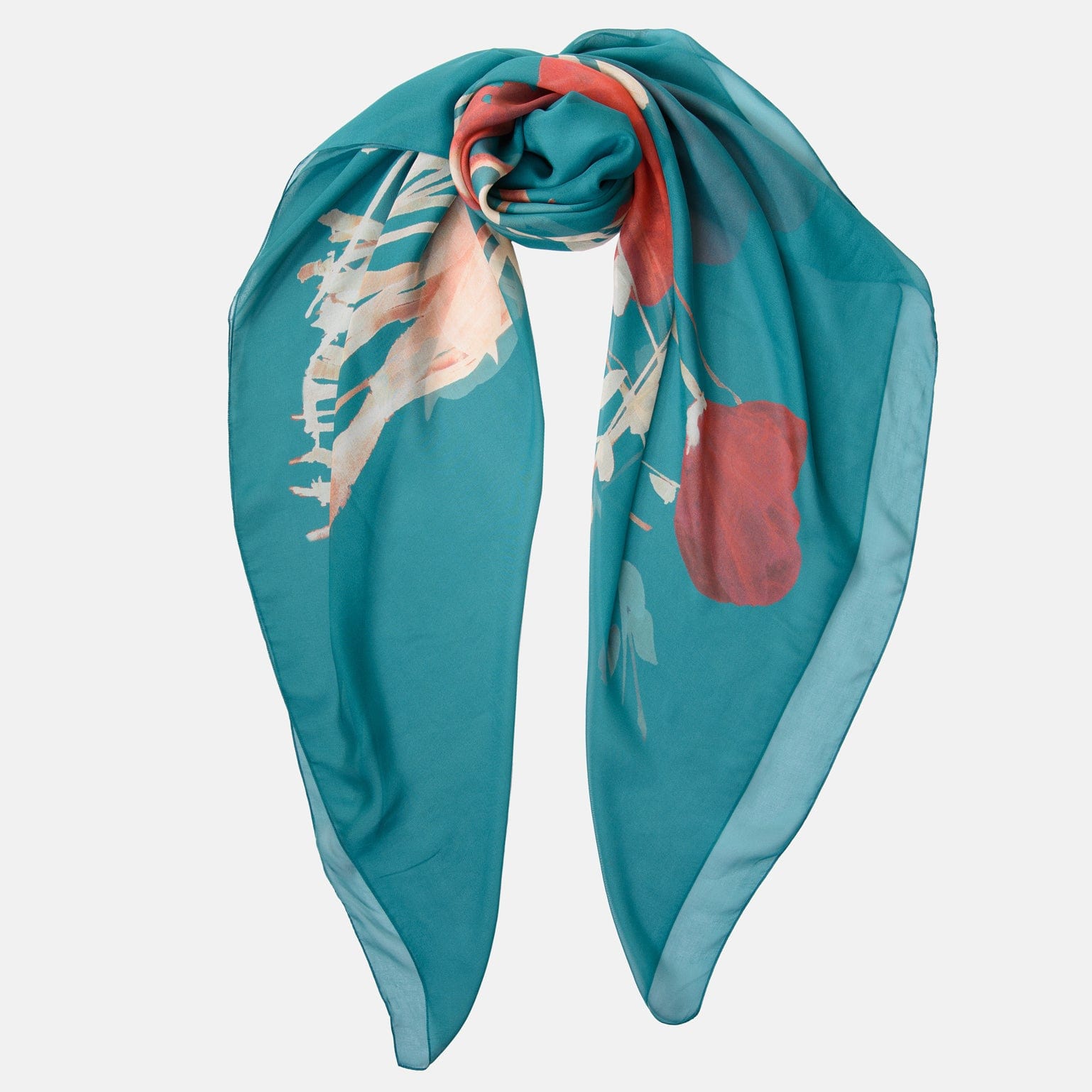 Extra Large Turquoise Silk Square Scarf