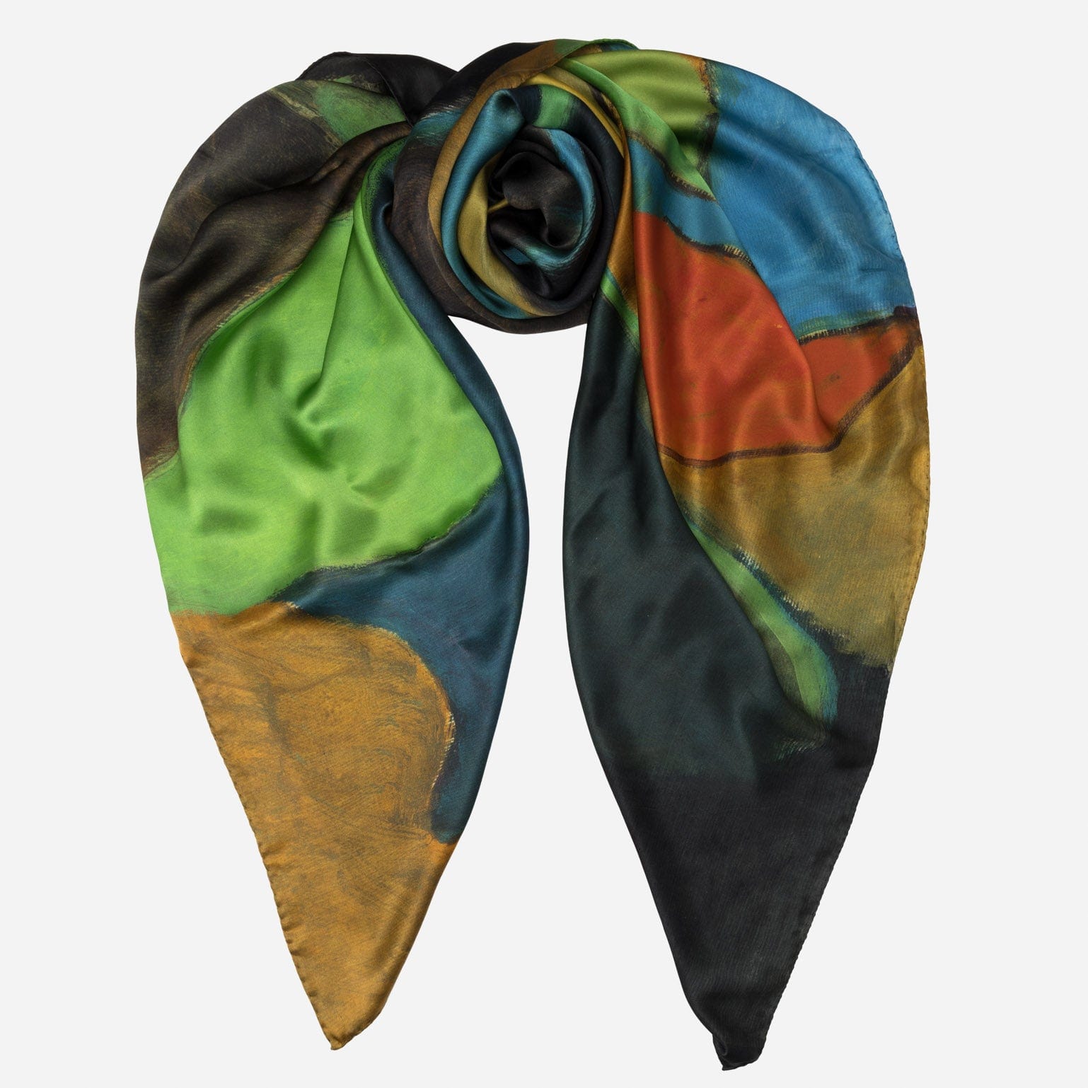 Women's Extra Large Green Silk Square Scarf