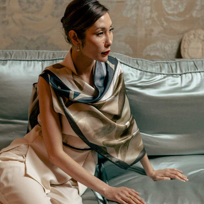 Extra Large Steel Blue Silk Square Scarf