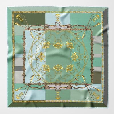 womens luxury green equestrian italian silk scarf
