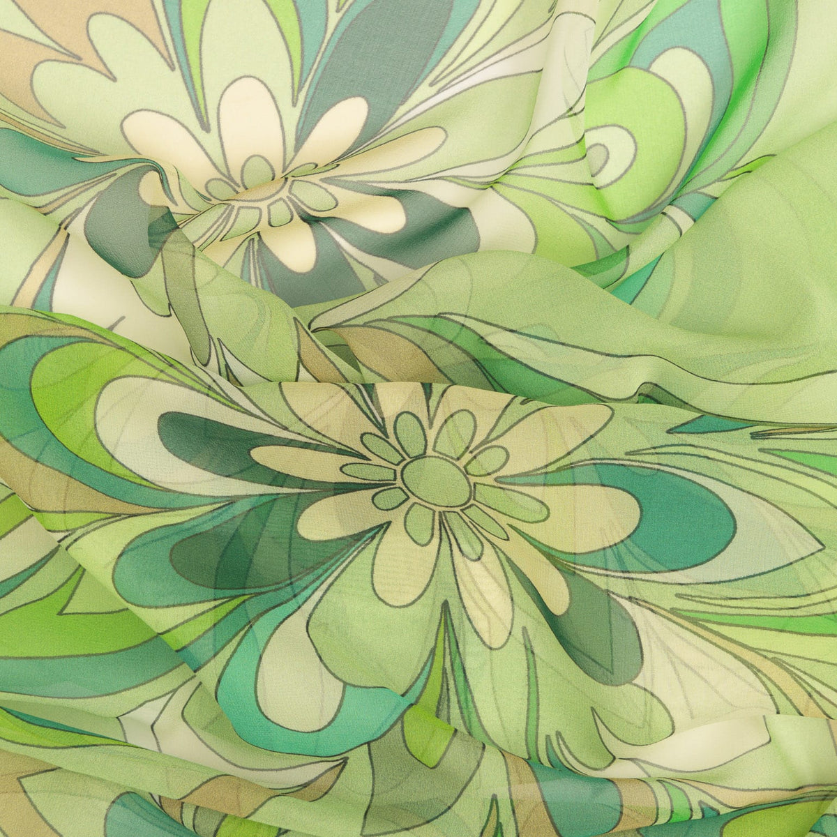 Women's Green Italian Long Silk Scarf