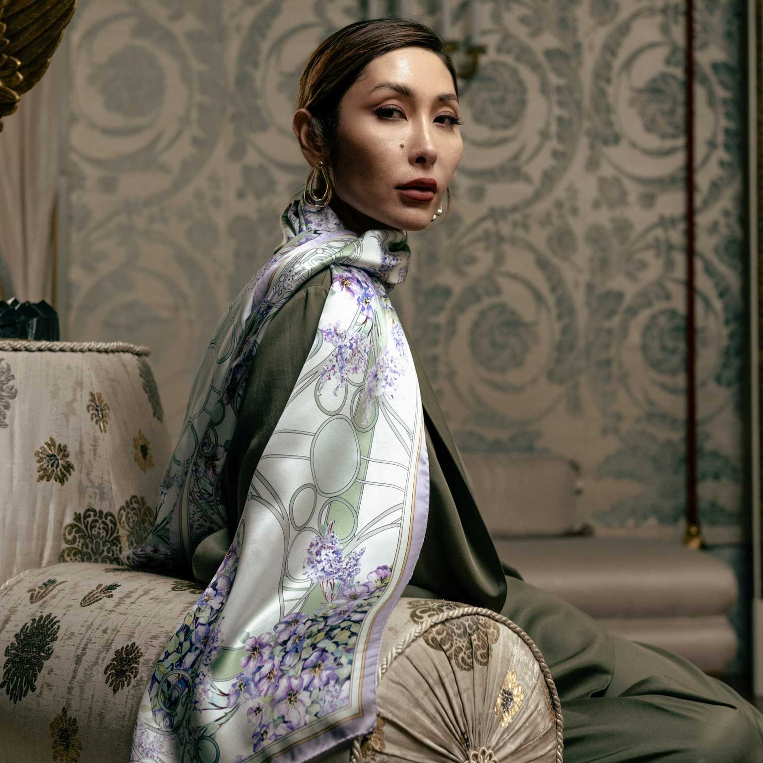 Luxury Italian silk long scarf for women