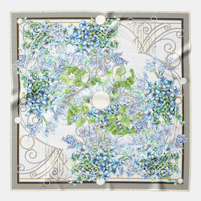 Women's luxury lilac print silk square scarf