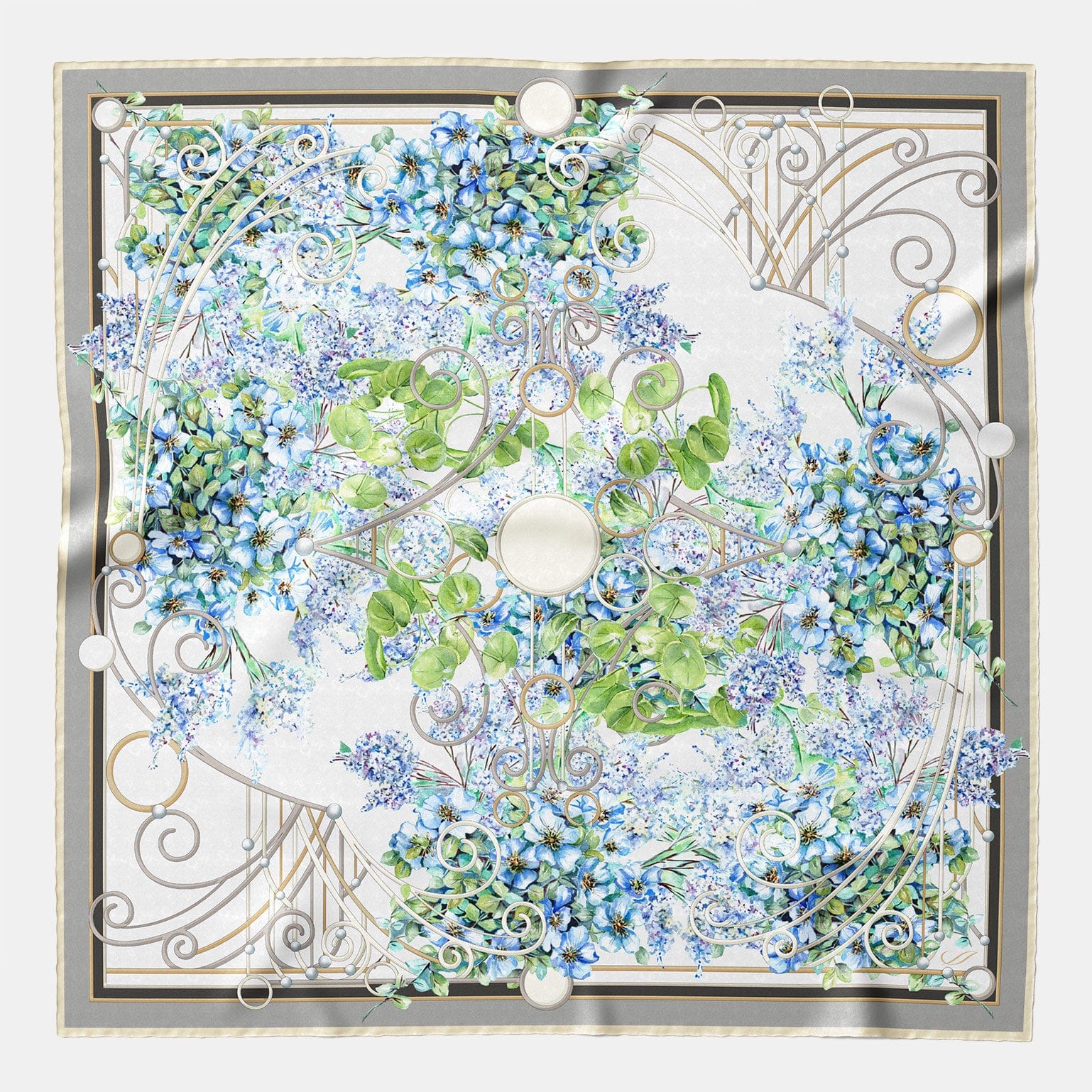 Women's luxury lilac print silk square scarf