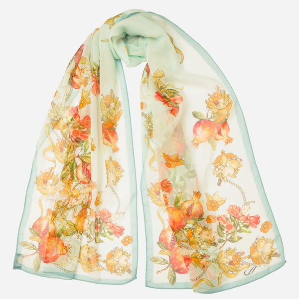 Women's Aqua Italian Long Silk Scarf