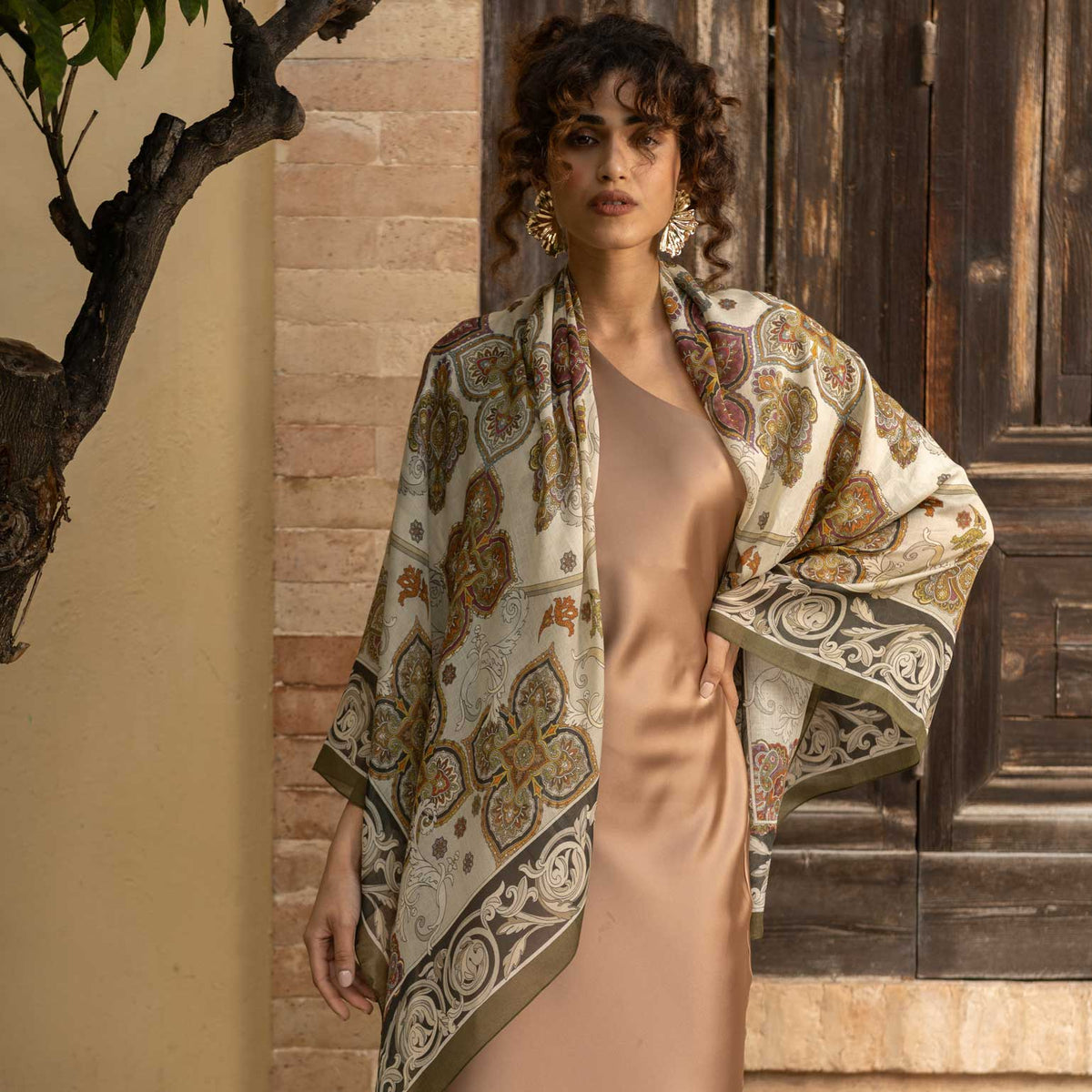 Olive Green Modal Cashemere Square Scarf