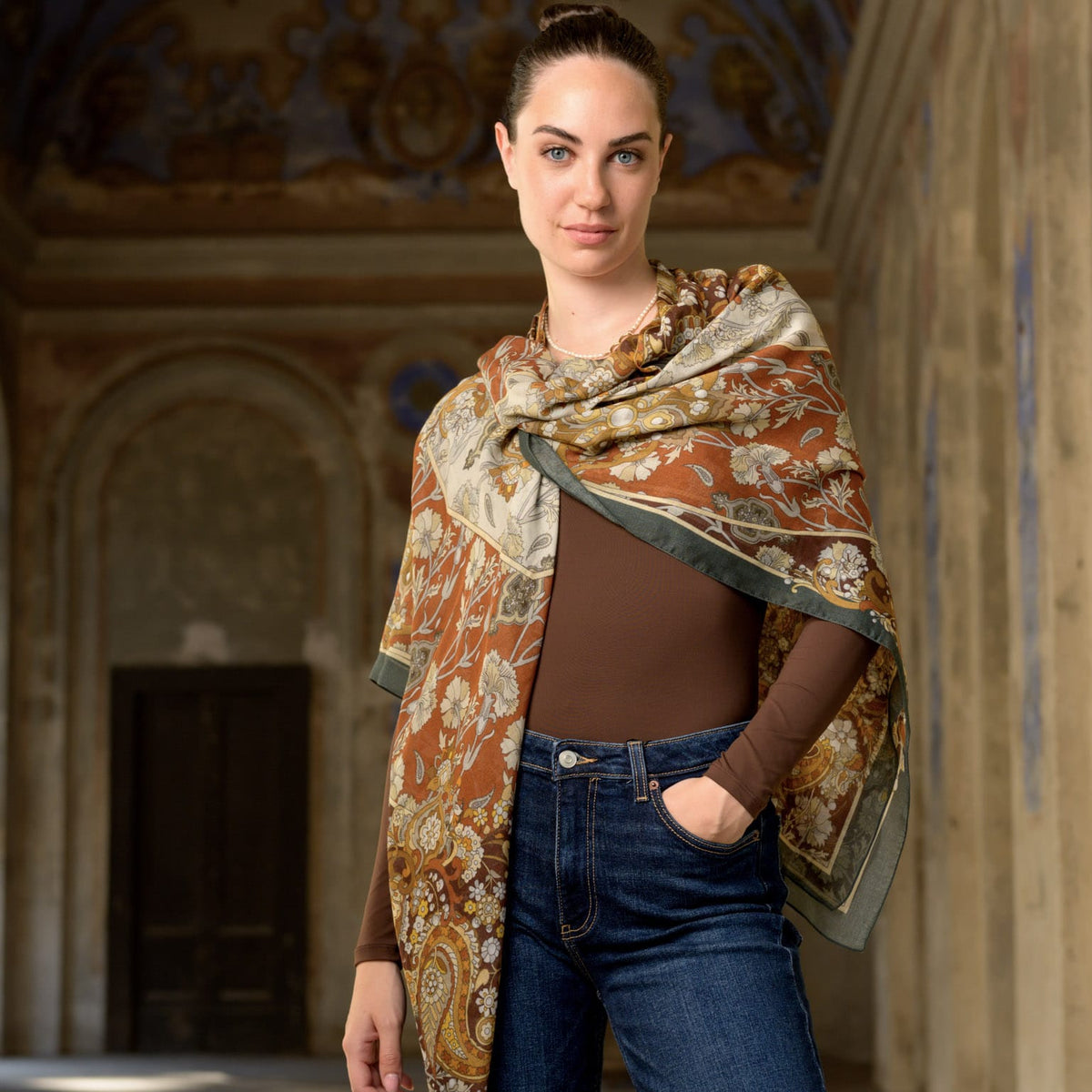 Terracotta Modal Cashmere Square Scarf