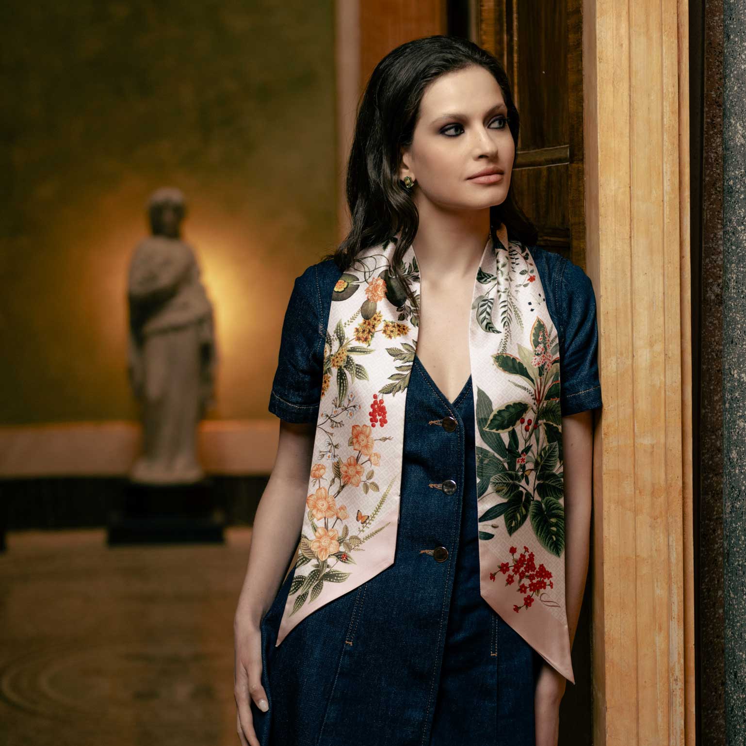 Women's luxury silk large twilly scarf made in Italy