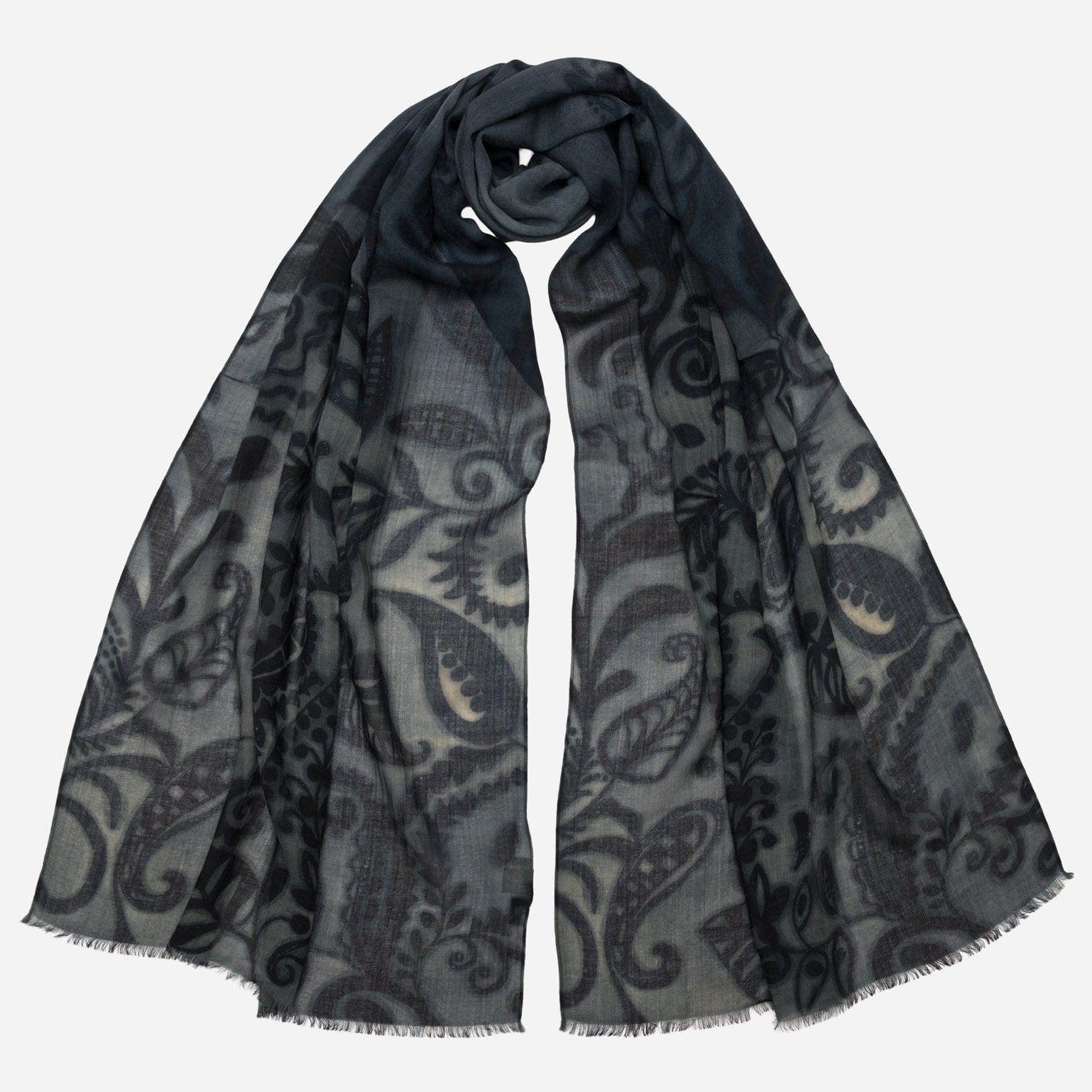 Italian Designer Wool Scarf - Steel Blue