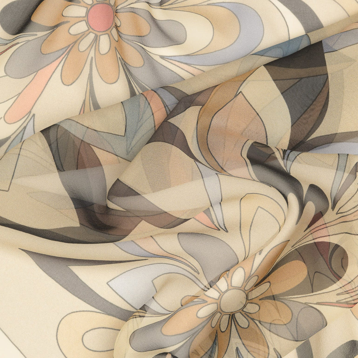 Women's Tan Italian Long Silk Scarf