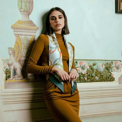 Mint Green Italian Skinny Silk Scarf