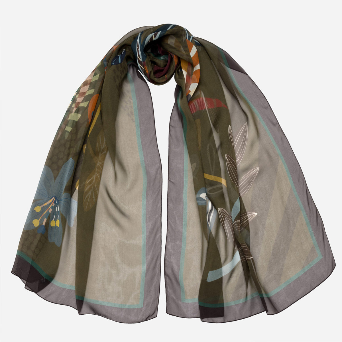 Olive Green Italian Silk Scarf