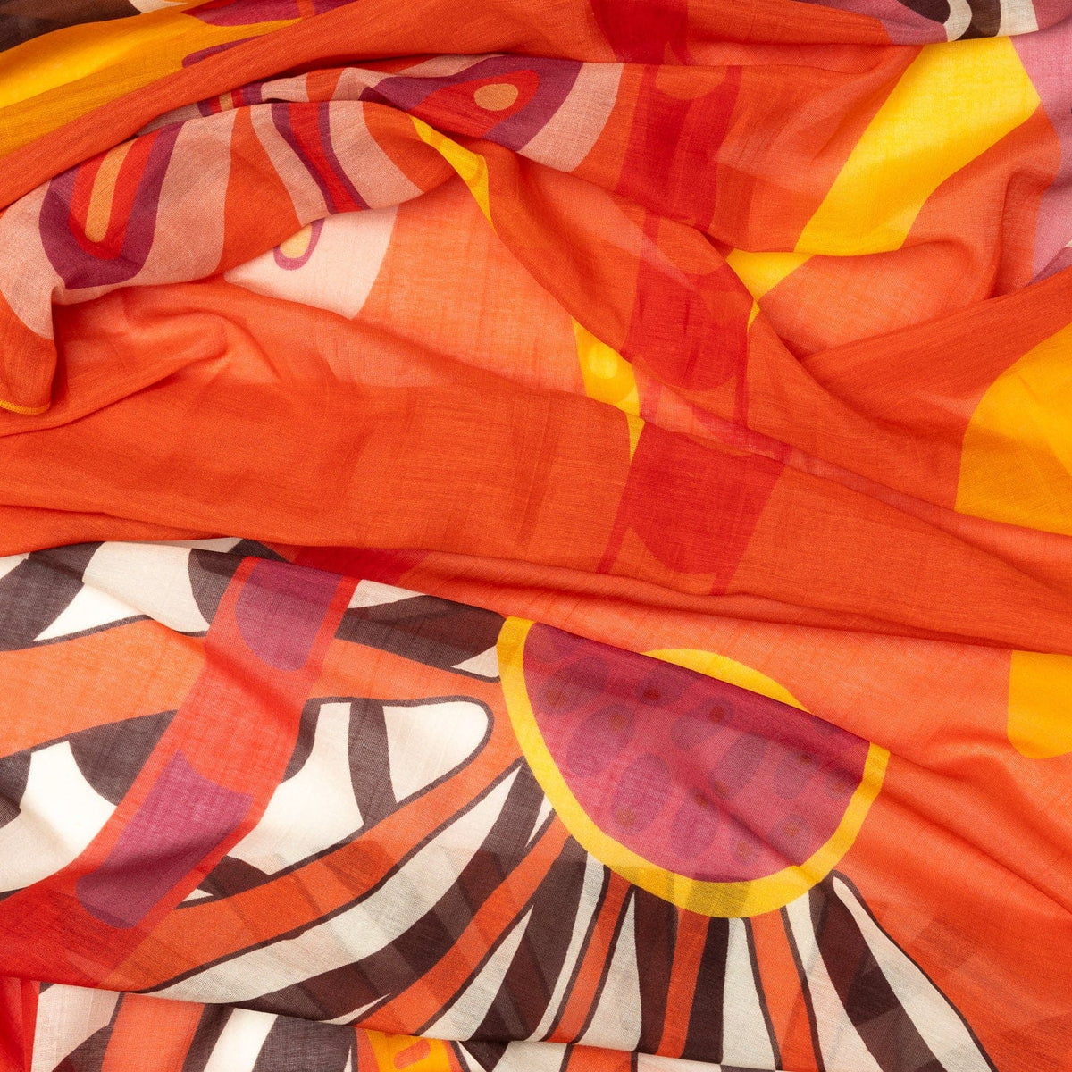 Italian Designer Orange Silk Cotton Scarf