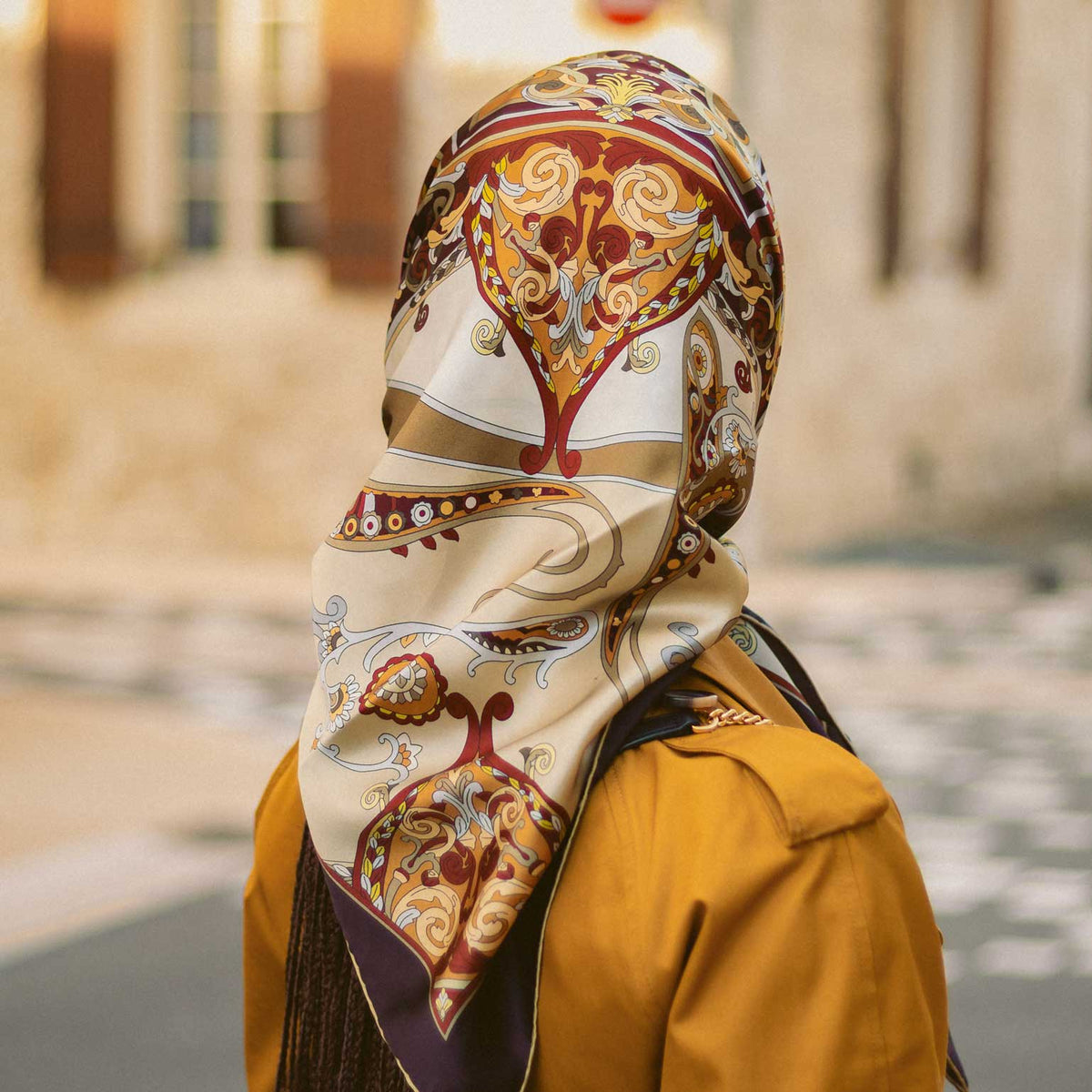 Italian designer silk paisley scarf