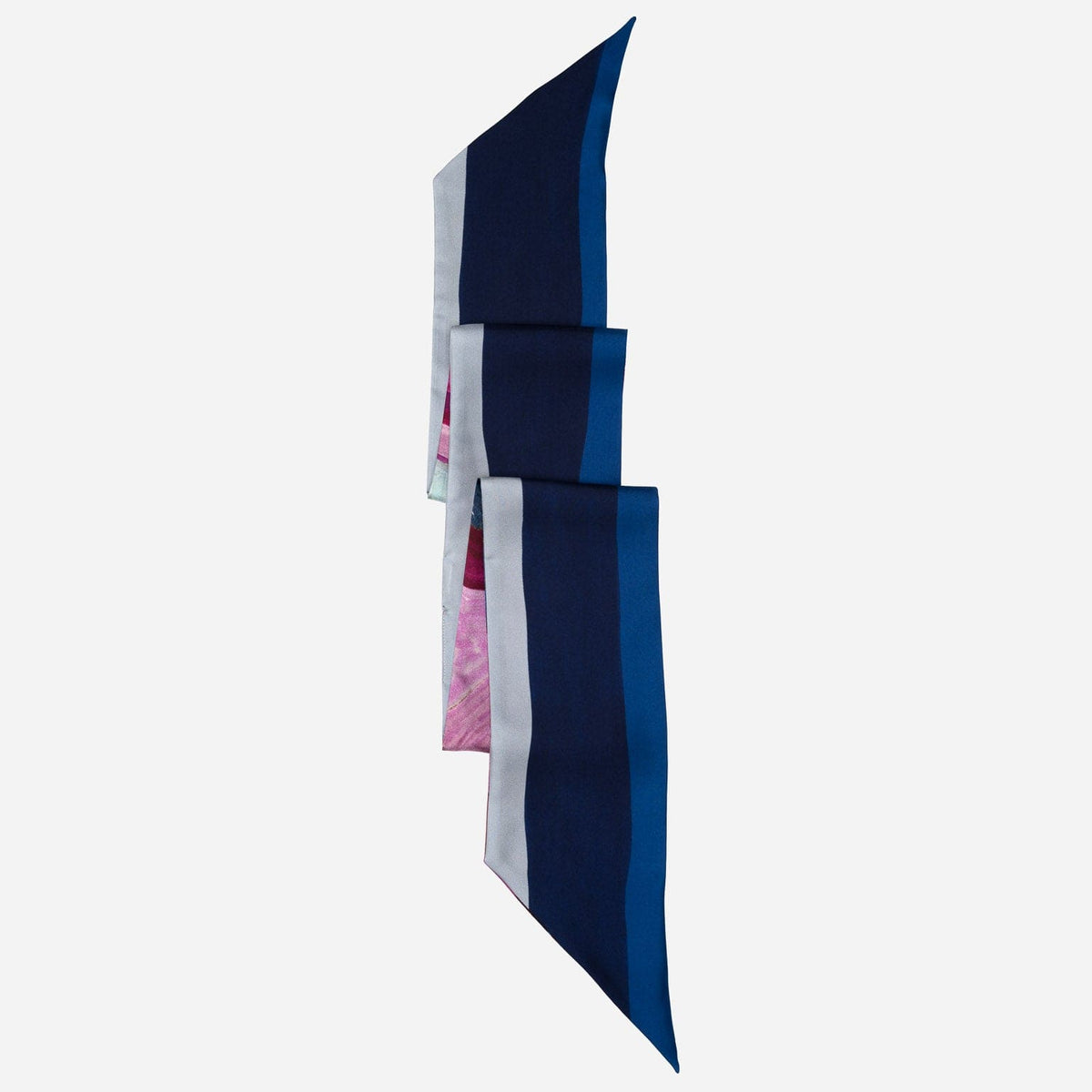 Pink and Blue Skinny Silk Scarf