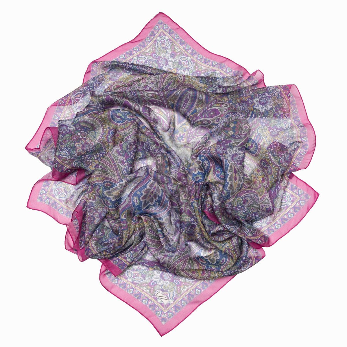 Extra Large Pink Paisley Silk Square Scarf