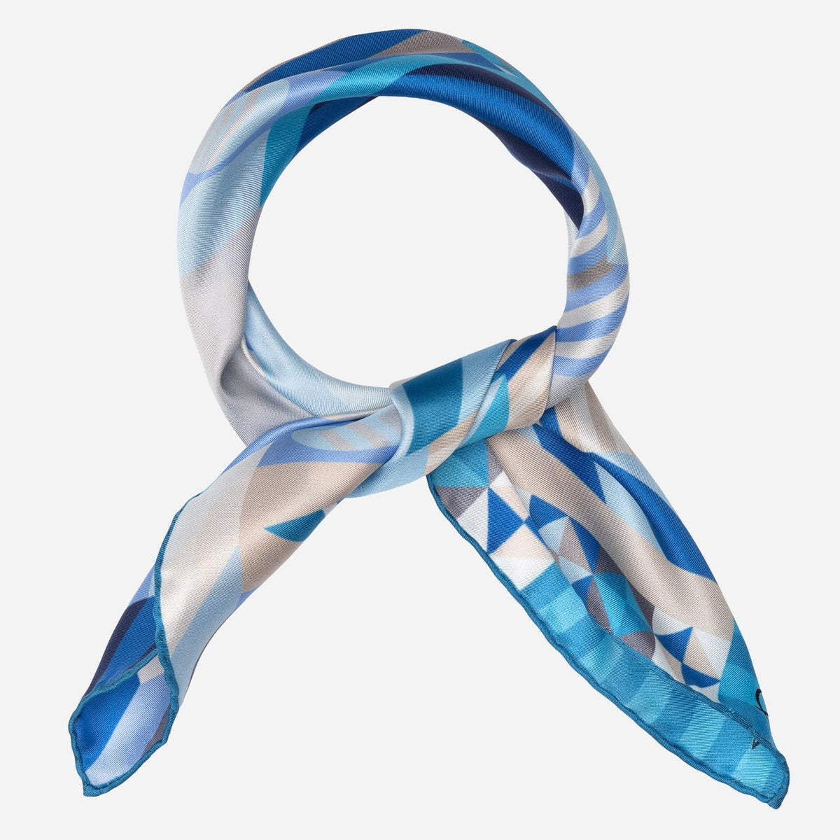 Women's Silk Bandana Geometric Blue