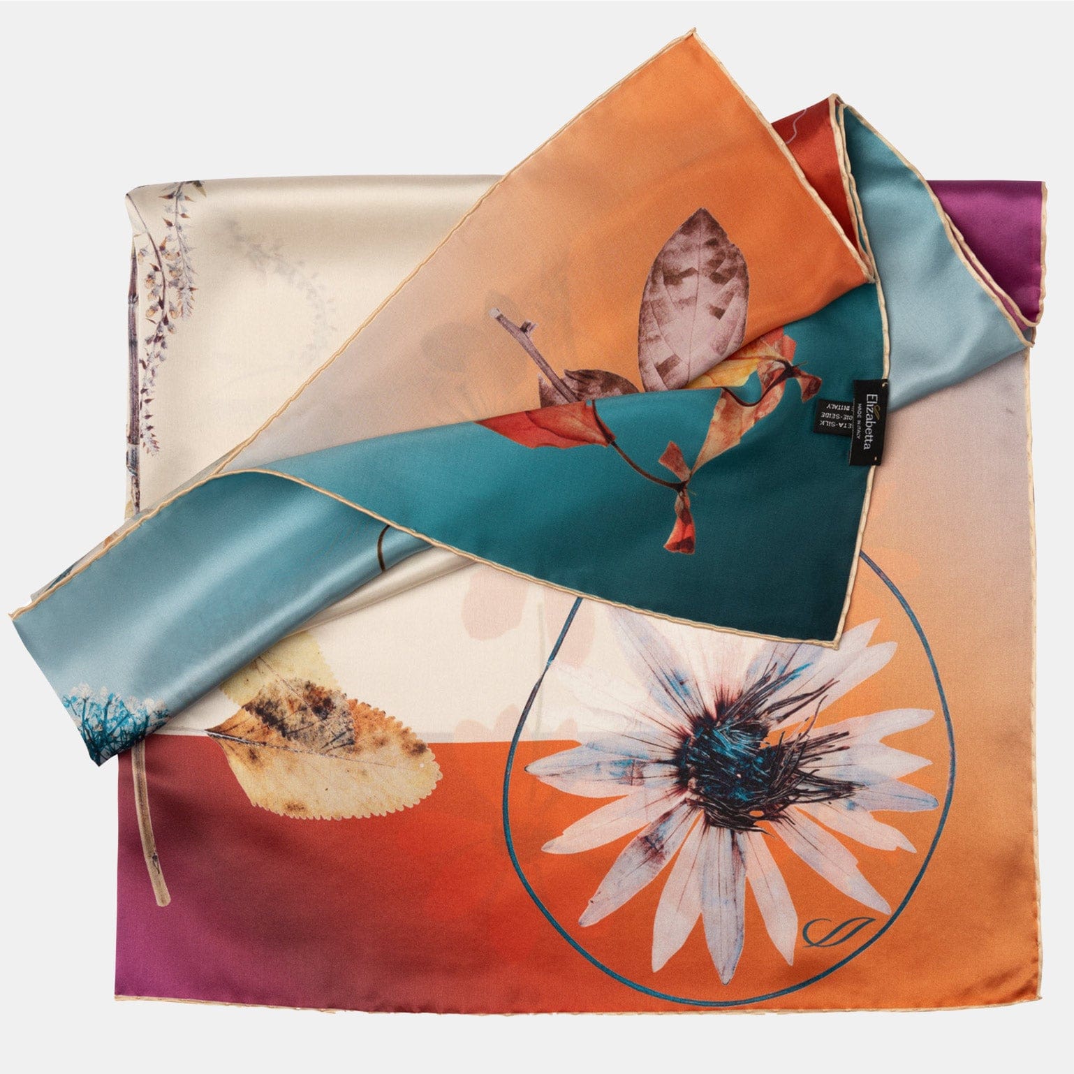 Foulard Floral En Soie Italy - Rouge - Occasion Très Bon état