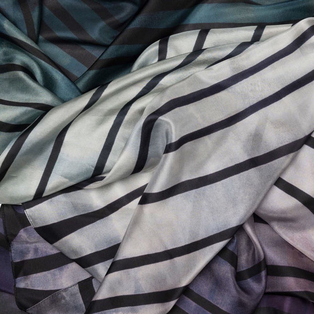 Large Italian Silk Satin Shawl Gradient