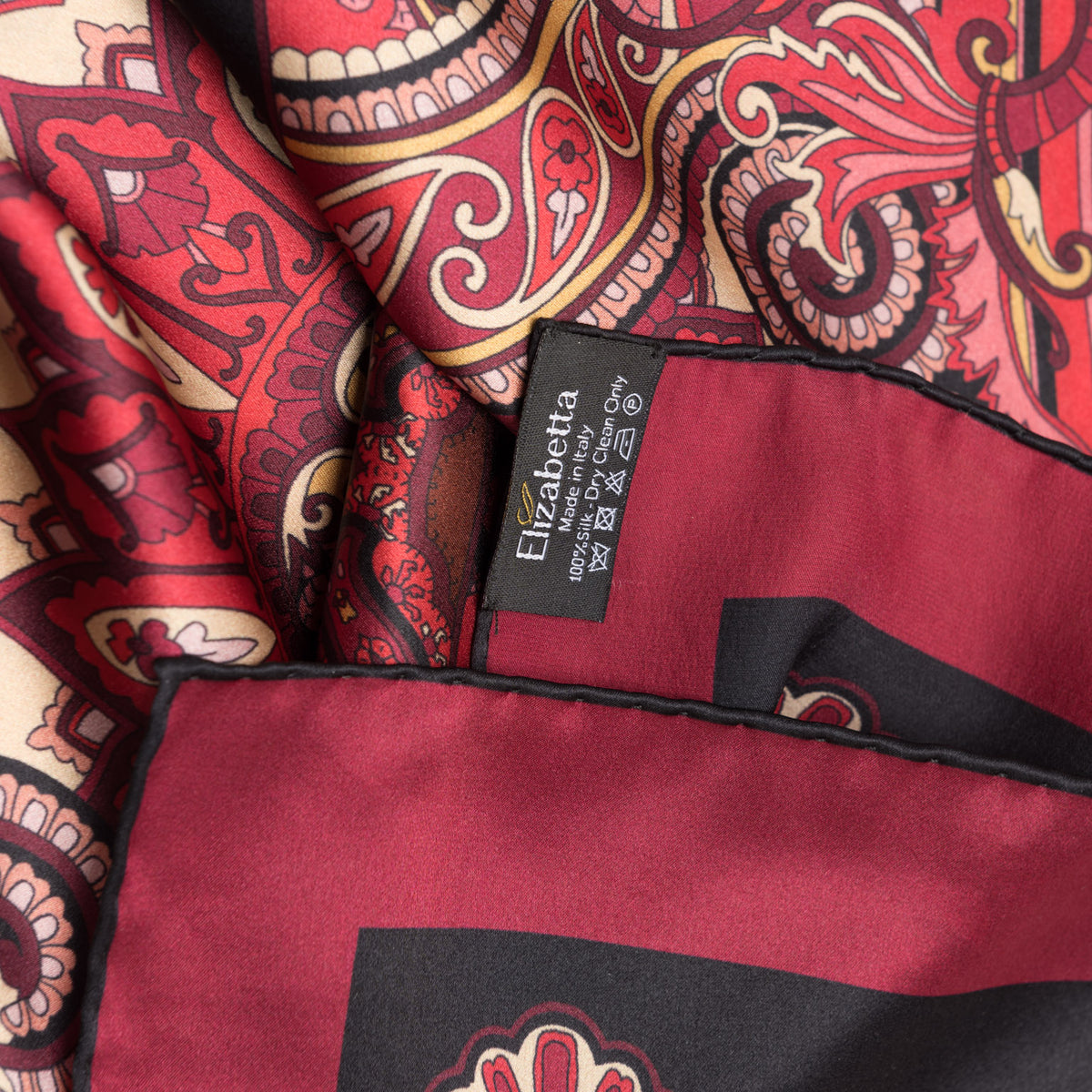 Italian Red Silk Paisley Square Scarf