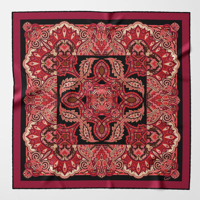 Italian Red Silk Paisley Square Scarf