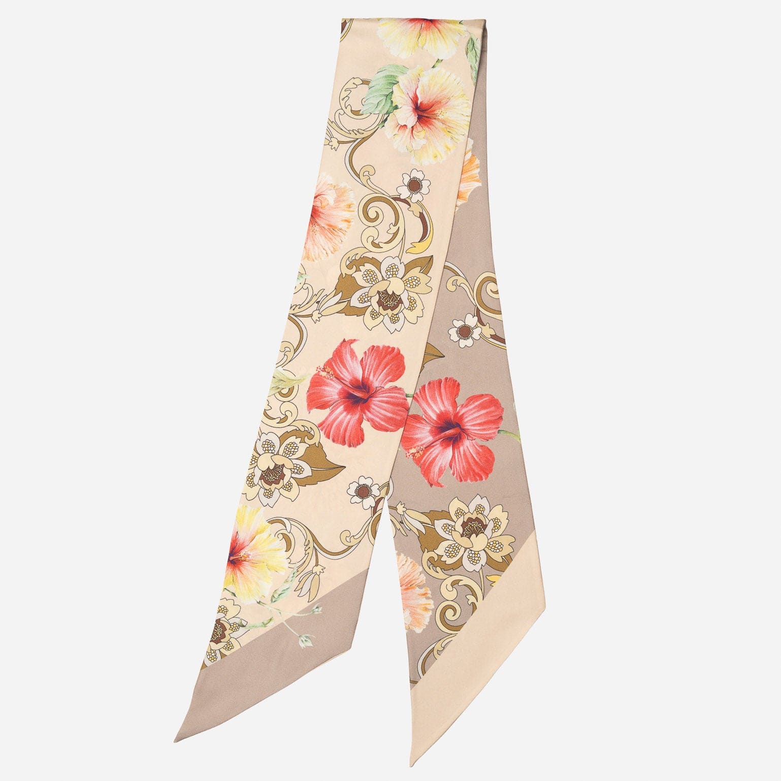 Vanilla Floral Italian Skinny Silk Scarf