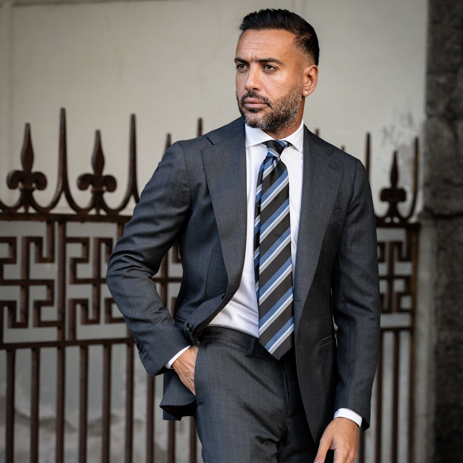 Black Stripe Italian Silk Handmade Tie