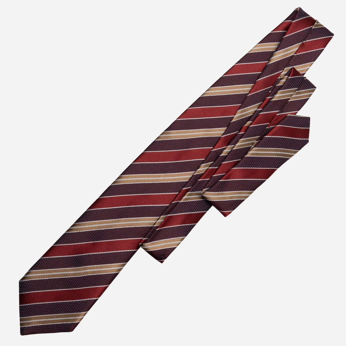 Red and Burgundy Stripe Italian Silk Tie