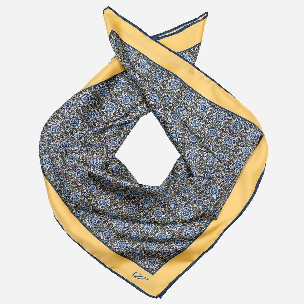 Italian Yellow Men&#39;s Large Silk Bandana Neckerchief Scarf