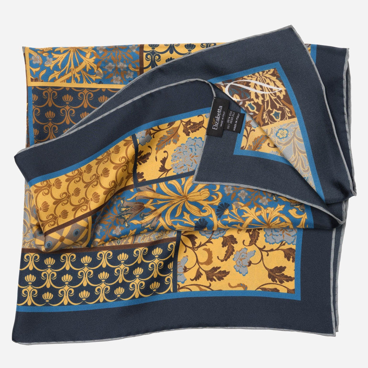 Yellow and Blue Italian Silk Neckerchief