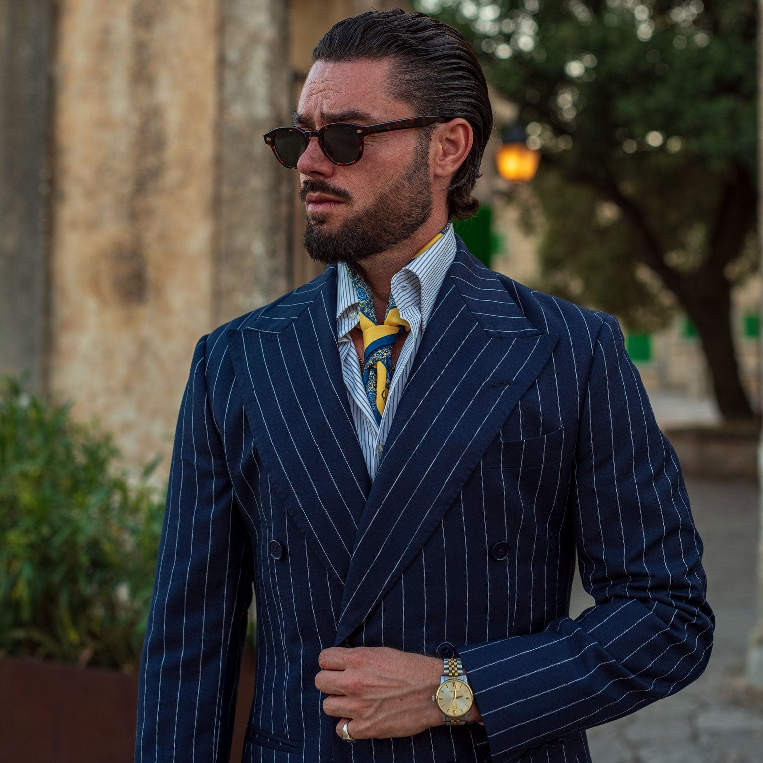 Italian Yellow Large Silk Bandana