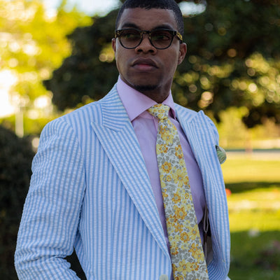 Yellow Floral Handmade Italian Silk Tie