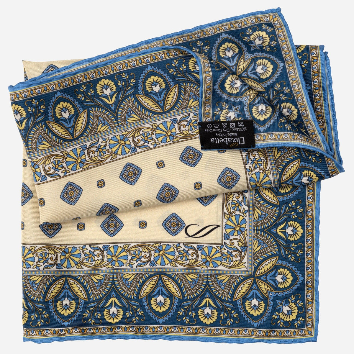 Italian Designer Silk Pocket Square Yellow