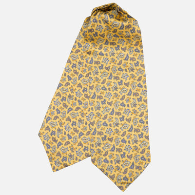 Italian Yellow Paisley Silk Ascot Tie