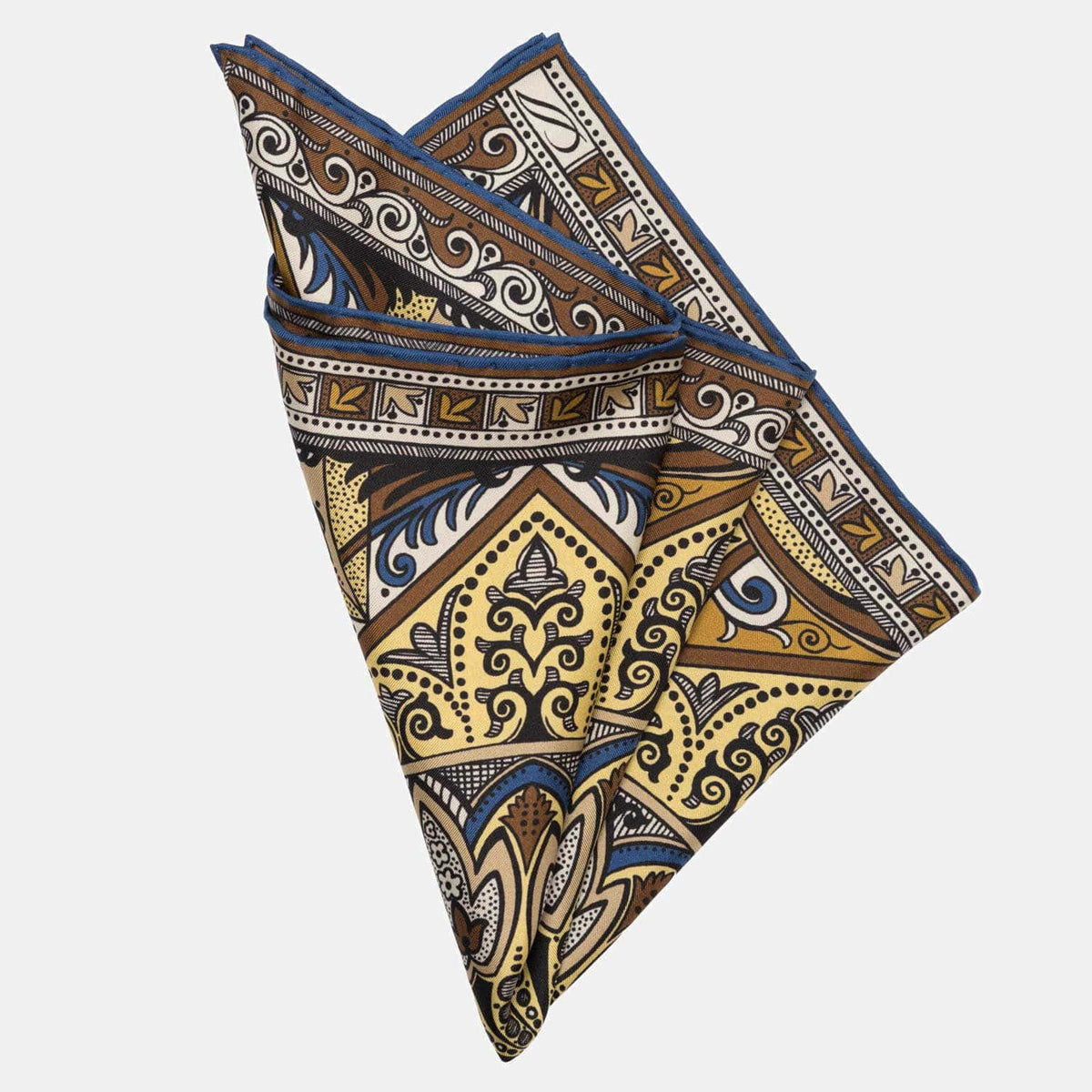 Yellow Mosaic Silk Italian Pocket Square